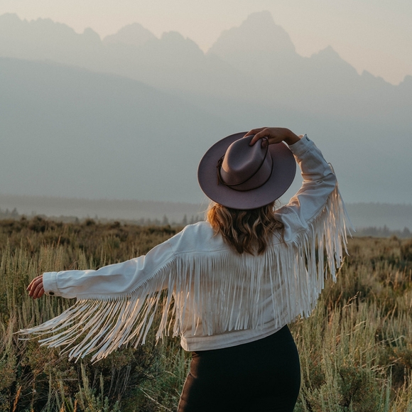 Faux Leather Fringe White Denim Oversized Cropped Boho Summer Festival Jacket - Picture 16 of 16